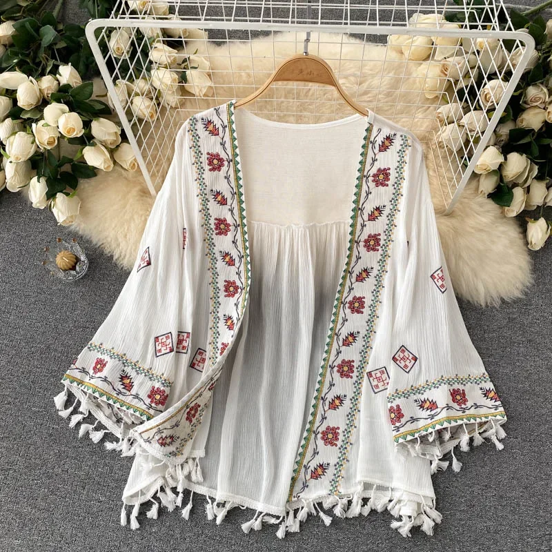 Летняя женская рубашка в богем – обзор и цена Embroidery Cotton Shirt