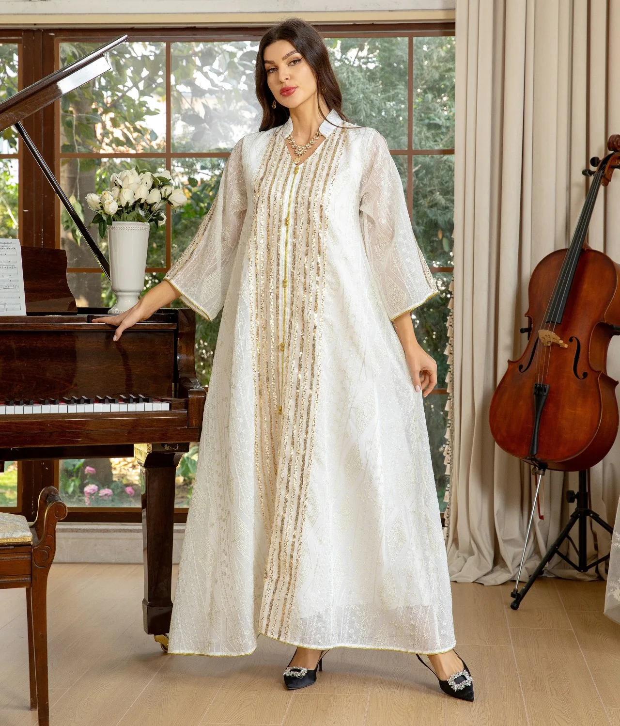 Ид Абая с вышивкой и блестками – обзор и цена Embroidery Kebaya